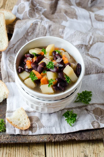 Bean stew with vegetables and meat — Stock Photo, Image