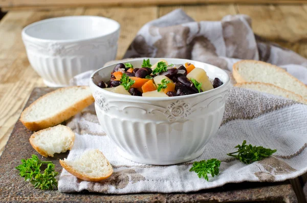 Bean stew with vegetables and meat — Stock Photo, Image