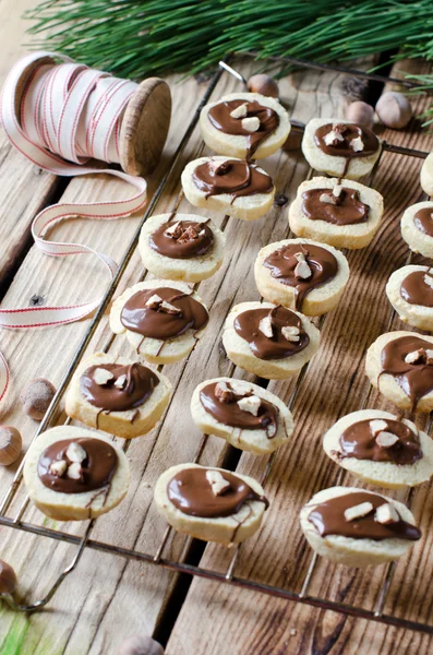 Christmas cookies with chocolate and nuts — Stock Photo, Image