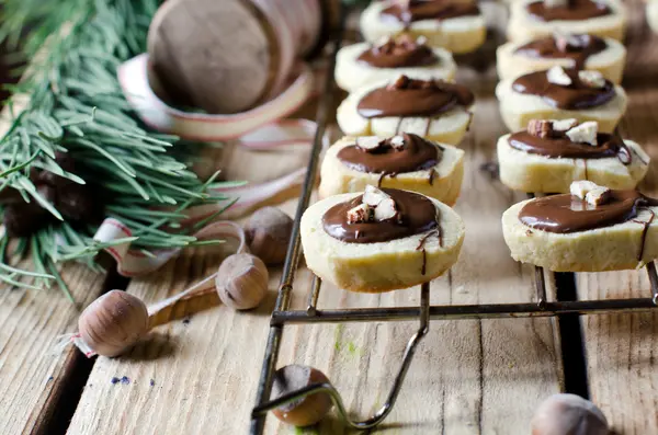 Christmas cookies with chocolate and nuts — Stock Photo, Image