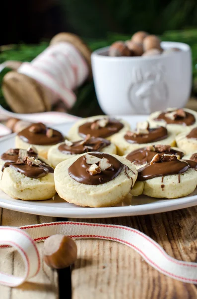 Christmas cookies with chocolate and nuts — Stock Photo, Image