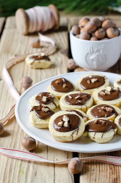 Christmas cookies with chocolate and nuts — Stock Photo, Image