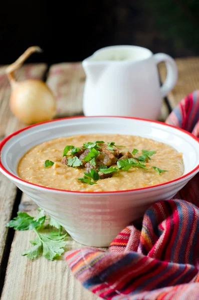 Purê de sopa de legumes e feijão — Fotografia de Stock