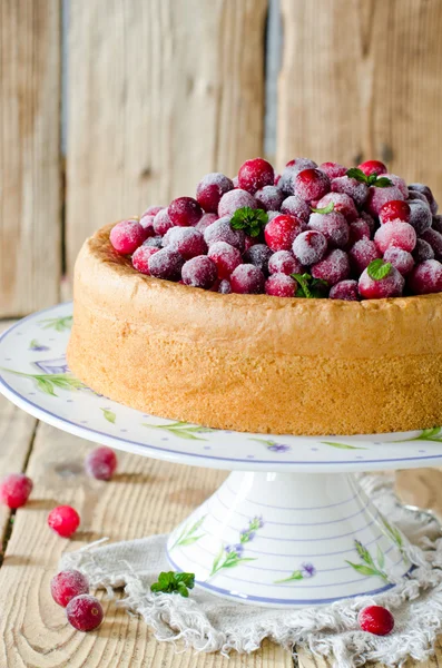 小红莓的海绵蛋糕 — 图库照片