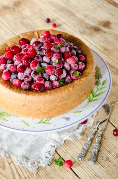 Cranberries ile sünger kek — Stok fotoğraf