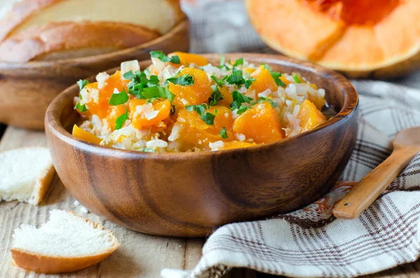 Pumpkin stew with rice and meat — Stock Image Pumpkin stew with rice and meat Stock Photo