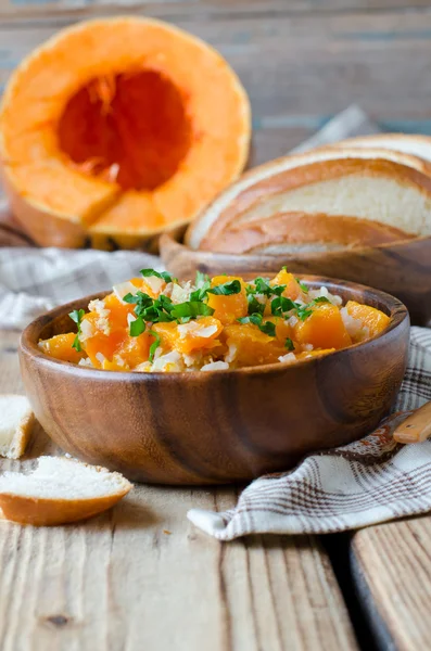 Pumpkin stew with rice and meat — Stock Image Pumpkin stew with rice and meat Stock Photo