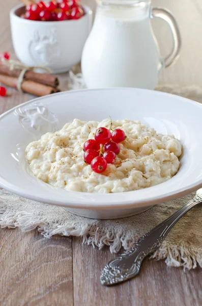 Milchbrei mit Beeren — Stockfoto