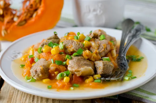 Curry met pompoen en maïs — Stockfoto