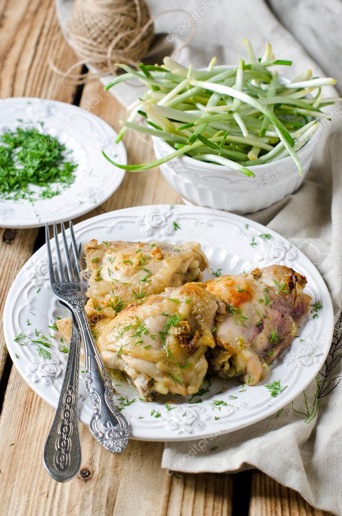 Baked chicken in a dish