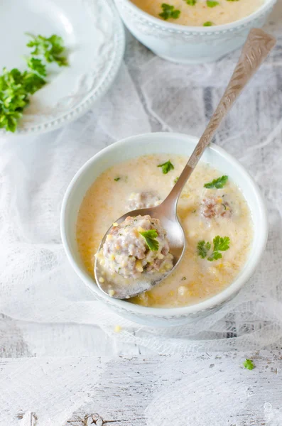 Soup with meatballs — Stock Photo, Image