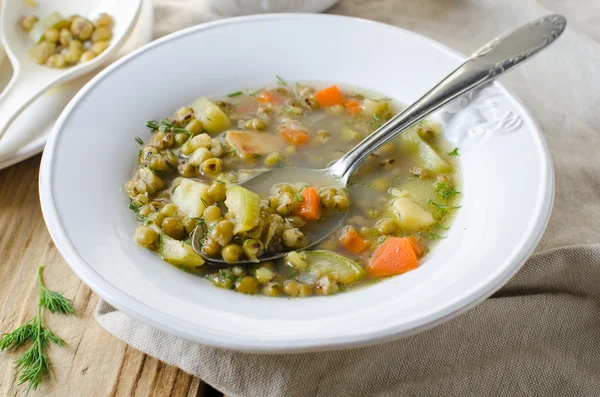 Soup with beans and zucchini — Stock Photo, Image