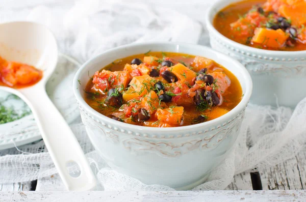 Soup with beans and pumpkin — Stock Photo, Image