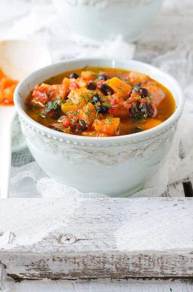 Soup with beans and pumpkin — Stock Photo, Image