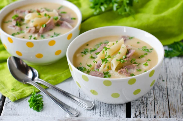 Куриный суп с макаронами — стоковое фото