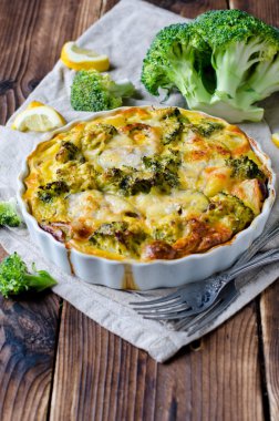 Casserole with broccoli and fish clipart