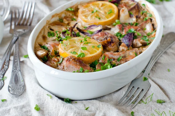 Rabbit baked with cream — Stock Photo, Image