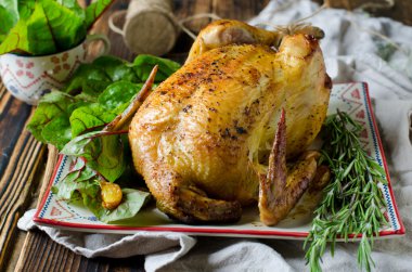 baharat ve biberiye fırında tavuk