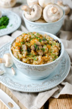 arpa yulaf lapası kabak, mantar ve havuç