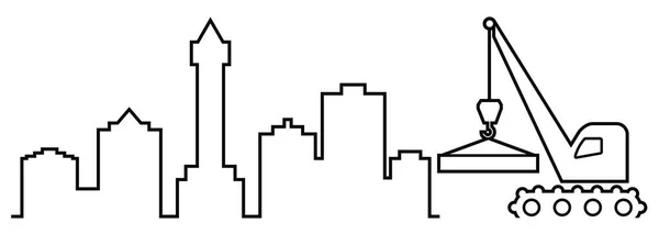 Город Кран Векторная Икона Черно Белый Силуэт — стоковый вектор