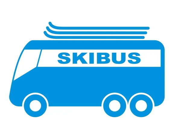 Skibus Ícone Vetor Azul Fundo Branco —  Vetores de Stock