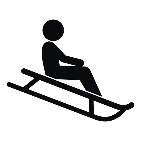 Racing Sled Person Sled Black Vector Icon — Stock Vector