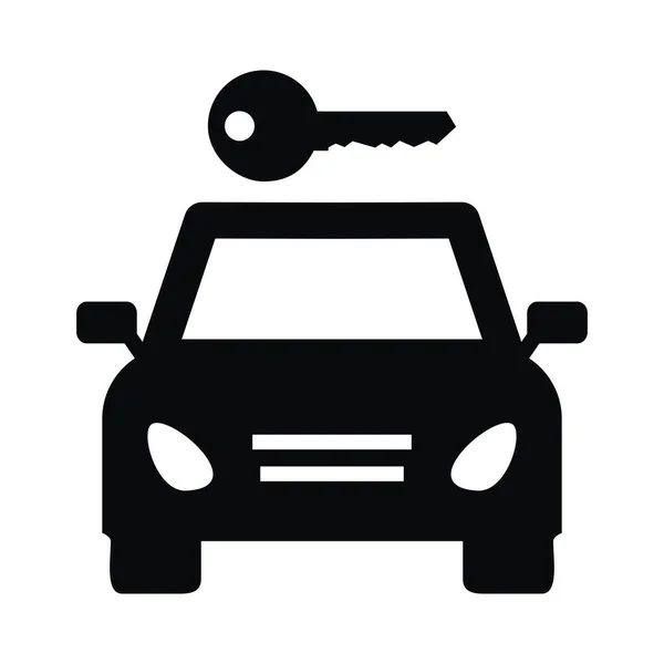 Autopůjčovna Auto Klíčem Černá Silueta Vektorová Ikona Informační Značka Pronájmu — Stockový vektor