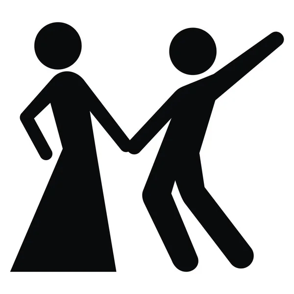Dancing Pair Vector Icon Dancing Party Black Color White Background — Stockvektor