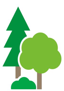 Ağaçlar ve çalılar, yeşil vektör çizimi. Park bakımı için kavram.