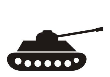Tank, beyaz arkaplanda izole edilmiş siyah simge. Vektör Askeri Makine. Tank logosu. 