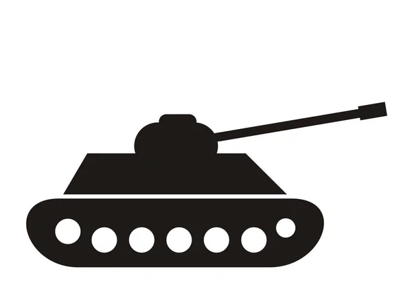 Tanque Ícone Preto Isolado Fundo Branco Máquina Militar Vetorial Logotipo —  Vetores de Stock