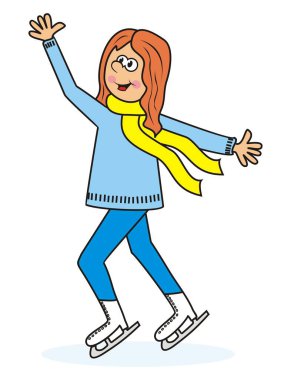 Artistik patinajcı, patenci kız, vektör ikonu, bekar kişi