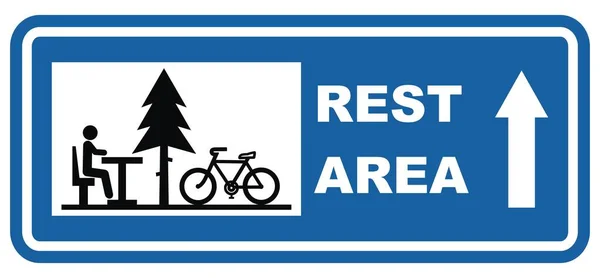 Rest Area Parking Lot Bicycles Road Sign Vector Icon Blue — Stock Vector