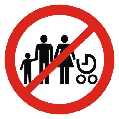 Giriş yok, aile, vektör bilgisi işareti, kırmızı daire çerçeve