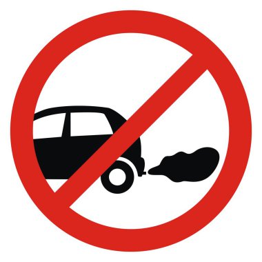 Motoru durdur, trafik işareti, kırmızı daire çerçeve, vektör simgesi