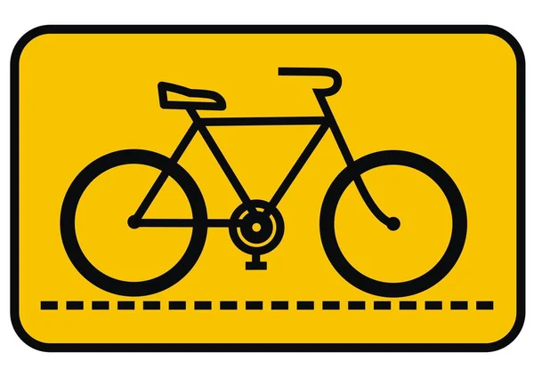 Road Sign Bicyclist Road Sign Path Vector Icon Yellow Background — Image vectorielle