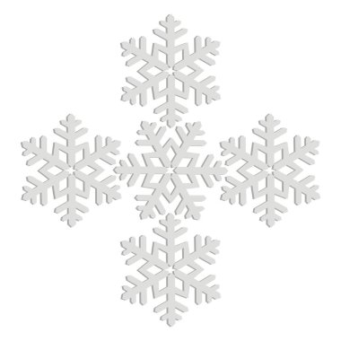 Kar taneleri grubu, beyaz arkaplanda gri renk, vektör illüstrasyonu