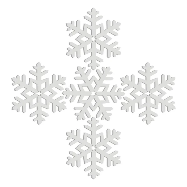 Gruppe Von Schneeflocken Graue Farbe Auf Weißem Hintergrund Vektorillustration — Stockvektor