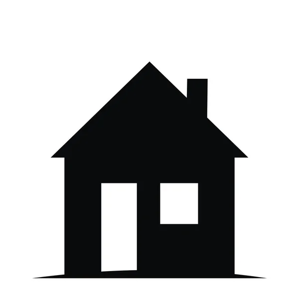 Black House Chimney Door Window Isolated Vector Icon White Background — Stock Vector