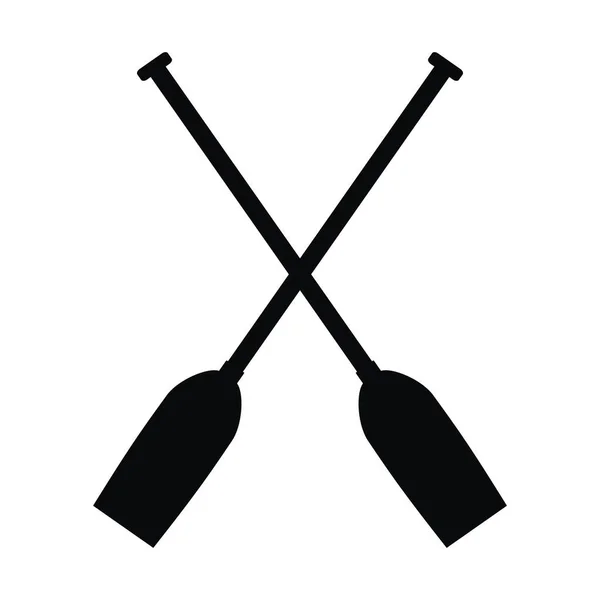 Two Crossed Paddles Black Vector Icon Simple Shape Eps — Stock Vector