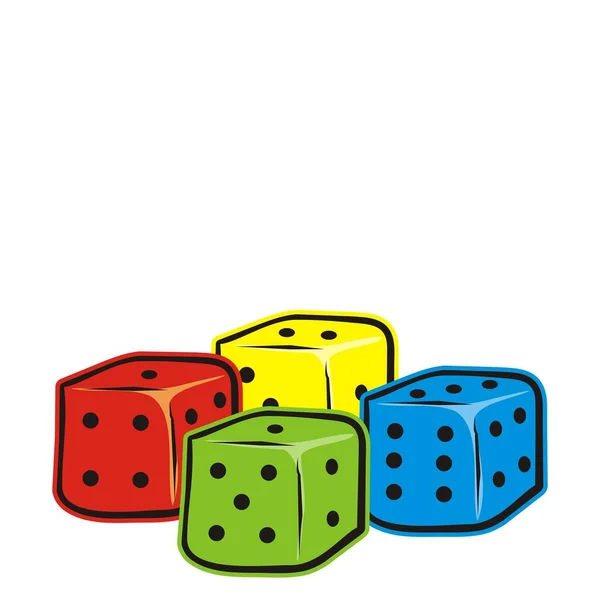 Four Game Dice Vector Icon Drawing Colored Conceptual Illustration — Vector de stock
