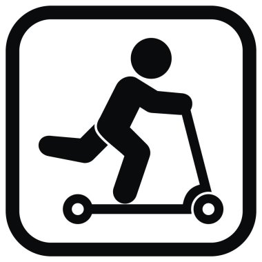 trail for scooters , person on push scooter, vector illustration, black frame
