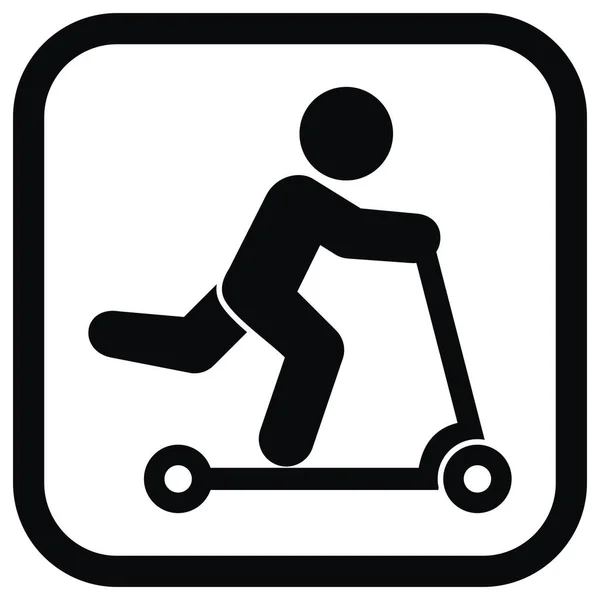 Trail Scooters Person Push Scooter Vector Illustration Black Frame — 图库矢量图片