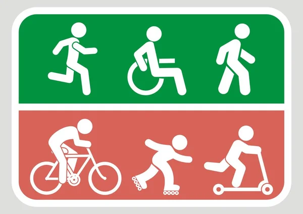 Information Sign Path Pedestrians Cyclists Vector Icon Set Icons Runner — Vetor de Stock