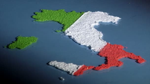 Italia mapa y bandera — Vídeo de stock