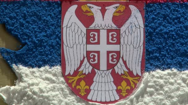 Servië - kaart en vlag - zoom — Stockvideo