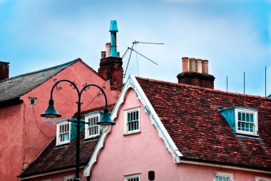 kırsal suffolk, İngiltere, İngiltere evler çatı üstleri