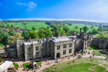 Aerial View of warwick castle (panoramic photo) clipart