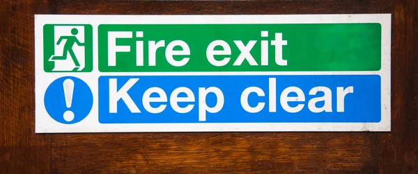 Sign for Fire Exit keep clear — Stock Photo, Image