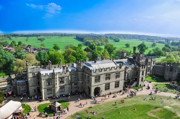 Aerial View of warwick castle (panoramic photo) — Stock Photo, Image
